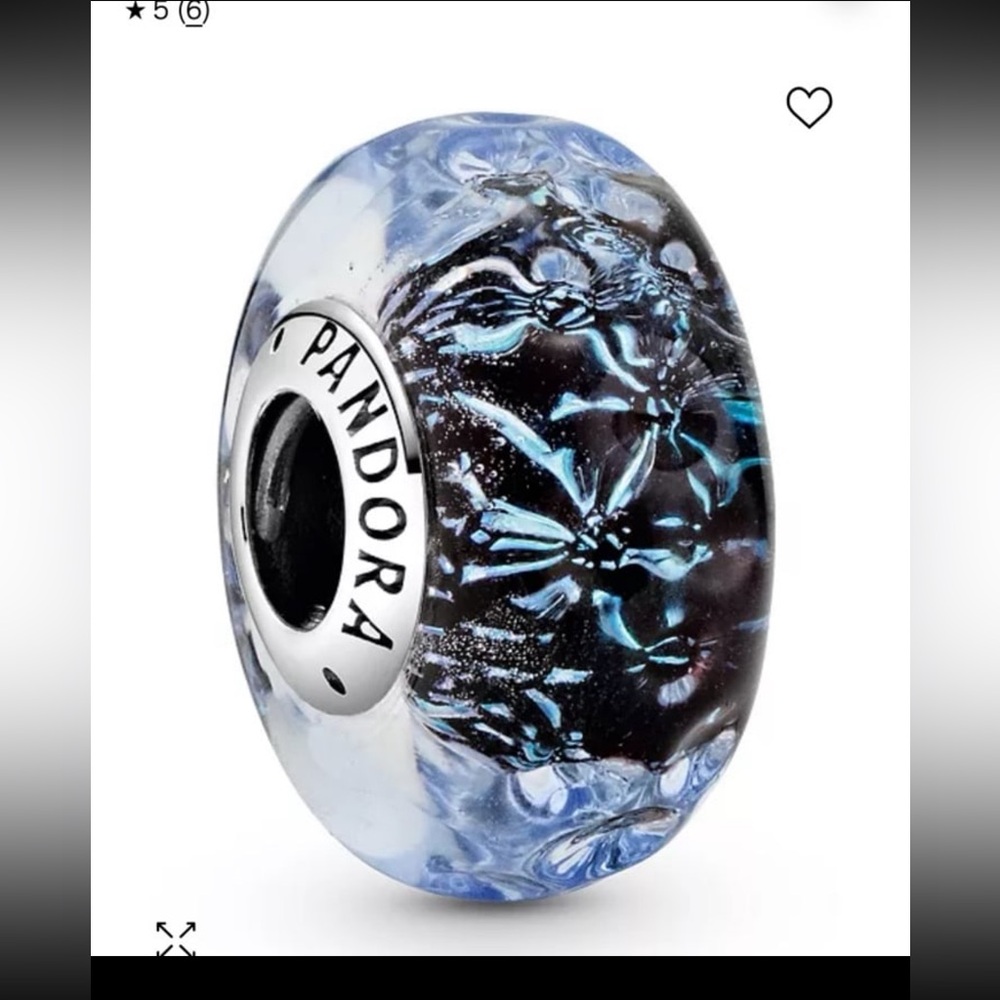 Pandora Blue Black Glass Charm Bead